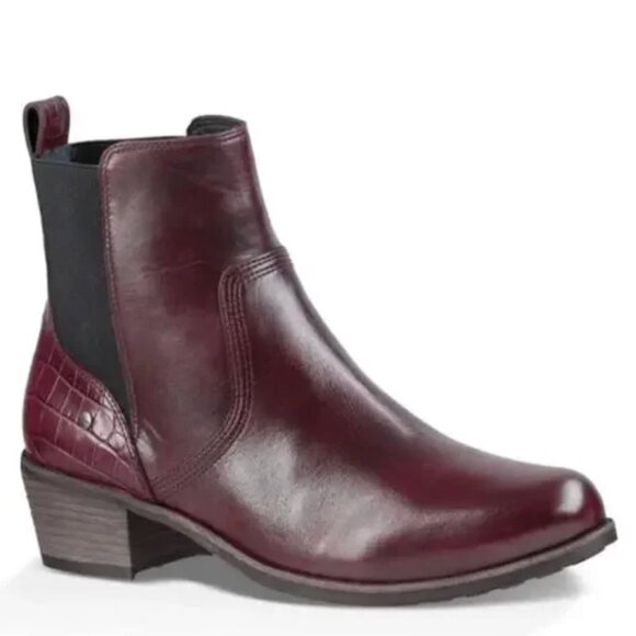 UGG Keller Croco Leather Red Ankle Boots Size US10/EU41 - Picture 1 of 8